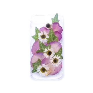 Funda con pétalos de rosas, santamarías y hiedra