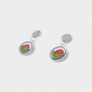 Aretes con pétalo de rosa y parvifolia