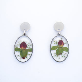 Aretes con hypericum rojo y encaje