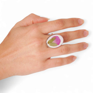 Anillo con pétalo de rosa y parvifolia
