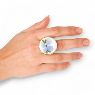 Anillo con hortensia y ruda
