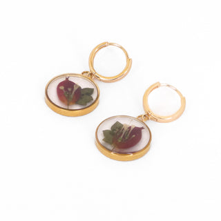 Aretes con bugambilias y flores silvestres