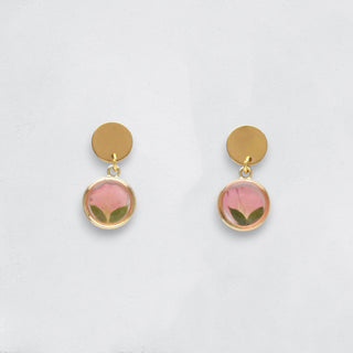 Aretes con pétalo de rosa y parvifolia