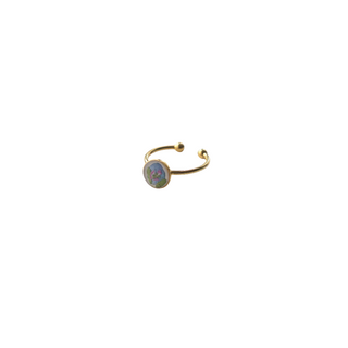 Anillo con pétalo de hortensia, panalillo y ruda