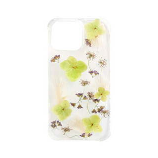 Funda con hortensias, pincel, encaje y milenramas