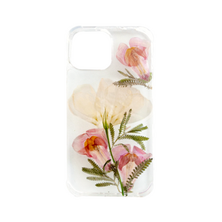 Funda con perrito, hoja de lavanda y lisianthus