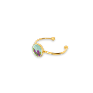Anillo con panalillo y pétalo de hortensia
