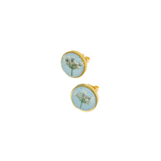 Aretes de botón con encaje