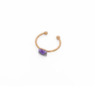 Anillo con nomeolvides y hoja de jacaranda