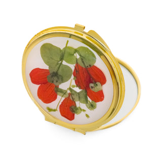 Espejo con pétalos de San Miguelito y hierba silvestre