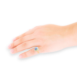 Anillo con nomeolvides y hoja de jacaranda