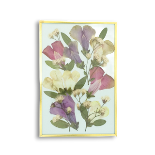 Cuadro con perritos de varios colores y hierbas silvestre