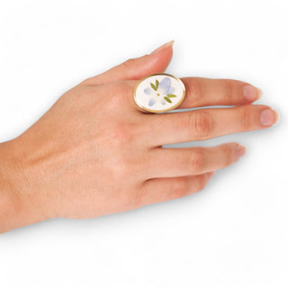 Ring with hydrangea and rue 