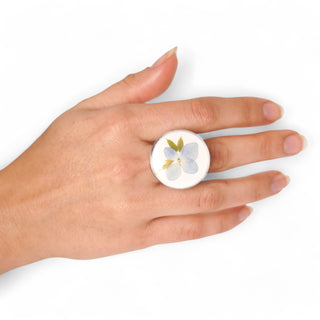 Ring with hydrangea and rue 