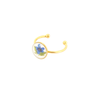 Anillo con nomeolvides y ruda