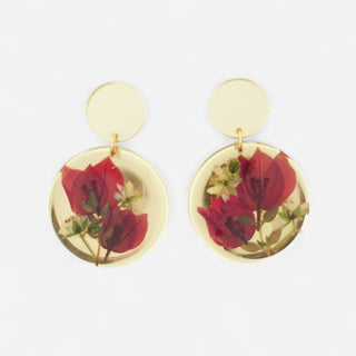 Aretes compuestos bugambilias y flores silvestres