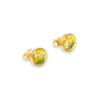Aretes de botón con nabo y encaje