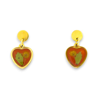 Aretes con mimosa y muerdago