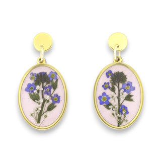 Aretes con nomeolvides y encaje