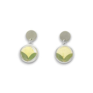 Aretes con pétalo de rosa amarilla y parvifolia