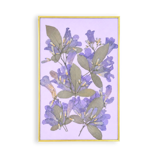 Cuadro con jacarandas y hojas silvestres