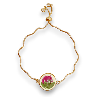 Pulsera con bugambilia, encaje y parvifolia