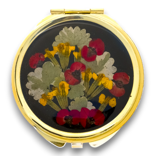 Mirror with euphorbia, Mexican marigold and wild leaves