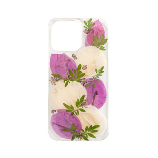 Funda con bugambilia, pétalos de rosa, encaje y ruda