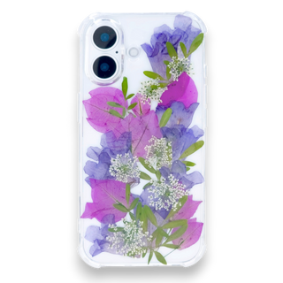 Funda para celular con bugambilias, encajes, jacarandas y ruda