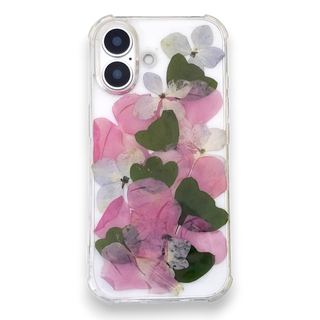 Funda para celular con perritos y hortensias