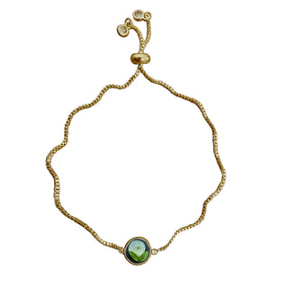 Pulsera con pétalo de hortensia y hojas de ruda